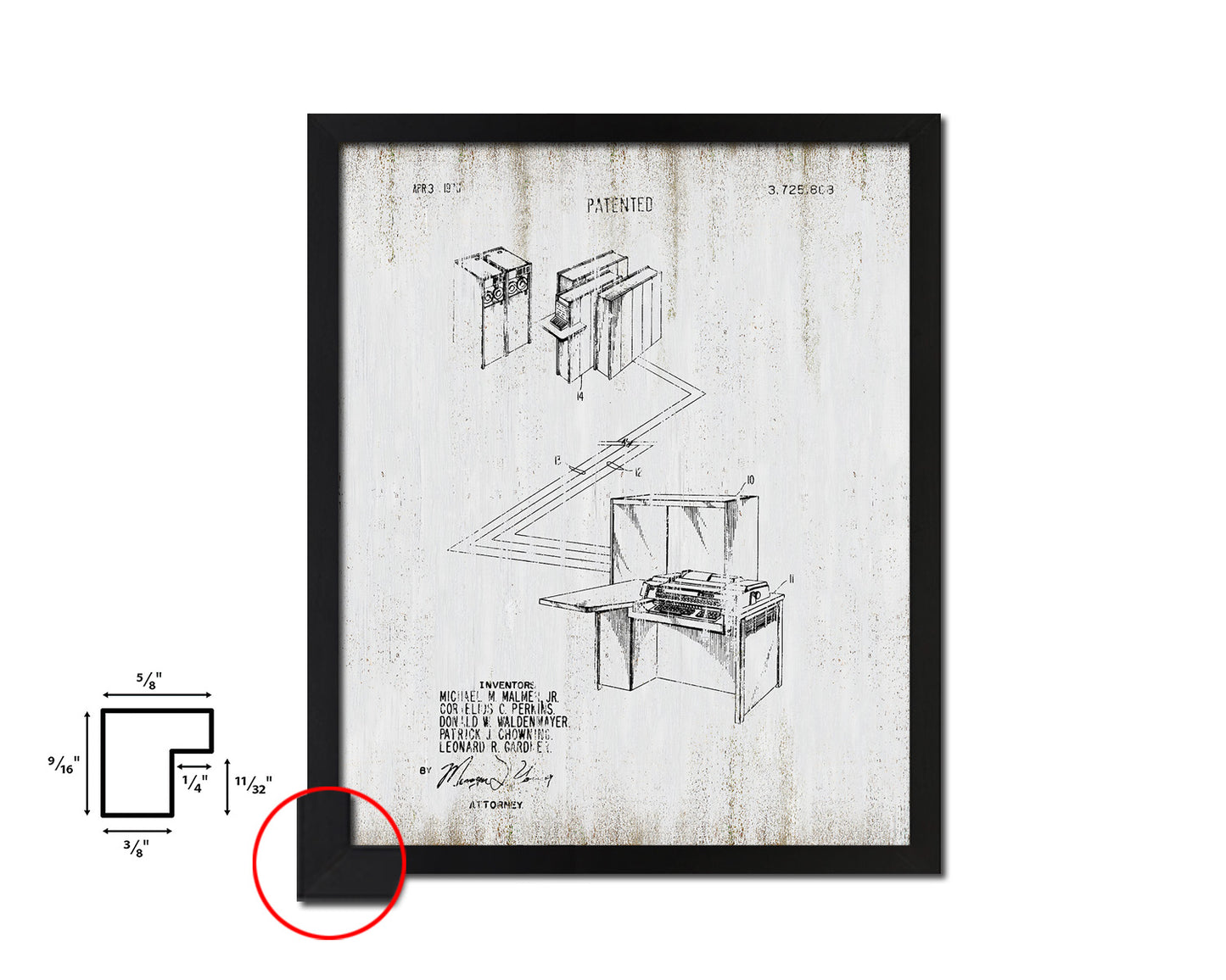 Small Reconfigurable Processor Sound Vintage Patent Artwork Black Frame Print Gifts