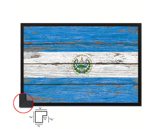 El Salvador Country Wood Rustic National Flag Wood Framed Print Wall Art Decor Gifts